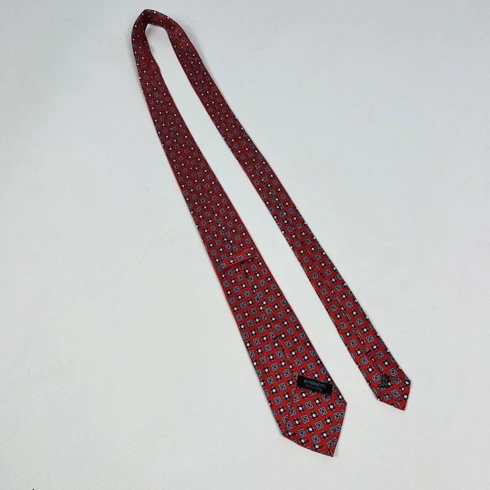 NWOT M. FERRETTI Red w/ Blue White & Red Silk Mens Necktie 3.25